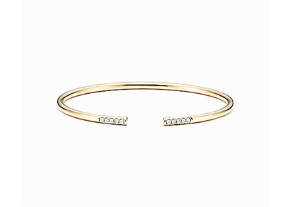Gold Plated CZ Studded Womens Cuff Bracelet